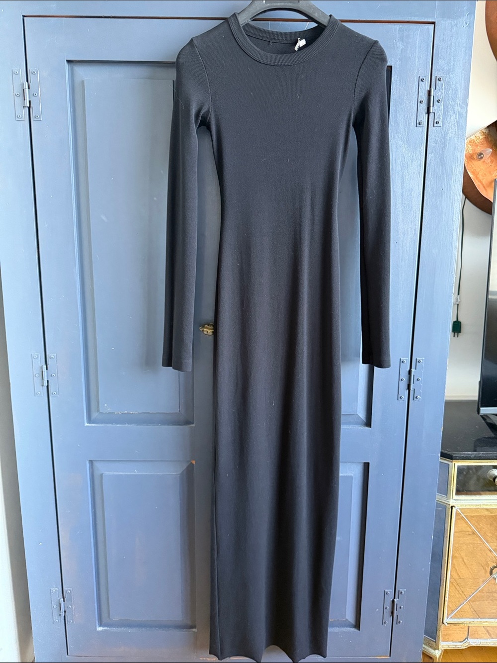 Cotton Citizen Black Long-Sleeve Ribbed Maxi Dress